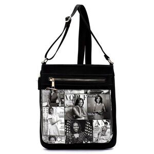 Collage Magazine Cover Lightweight Medium Crossbody Bag Michelle Obama Purse